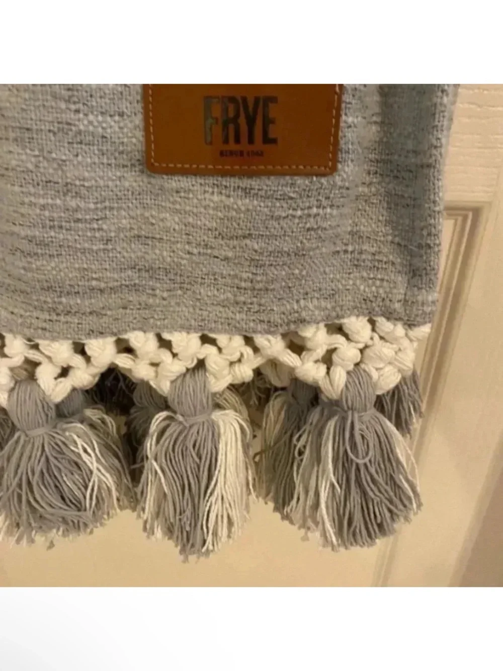 Frye Textured Throw Blanket With Tassels Gray 50 X 60 NWT Home Decor